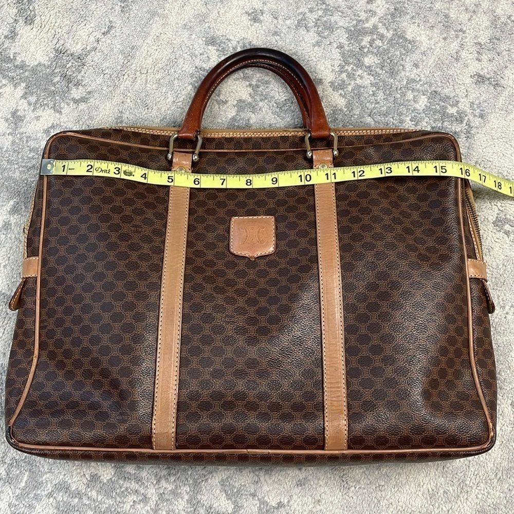 Celine Brown Macadam Briefcase Business Laptop Bag Top Handle - Picture 11 of 17